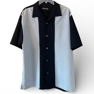 Milano Bay Shirt Short Sleeve Casual Dress Havana Camp Bowling Sz L Like New